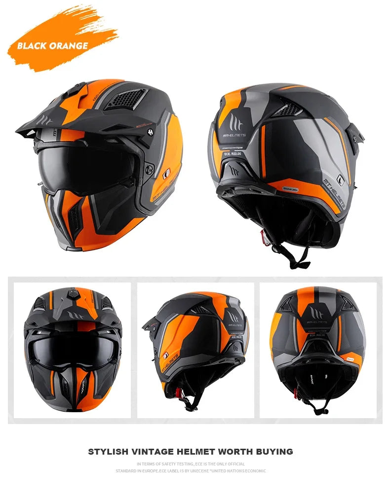 Spanish MT Streetfight Motorcycle Helmet Retro Street Fighter Combination Four Seasons Detachable Full Face