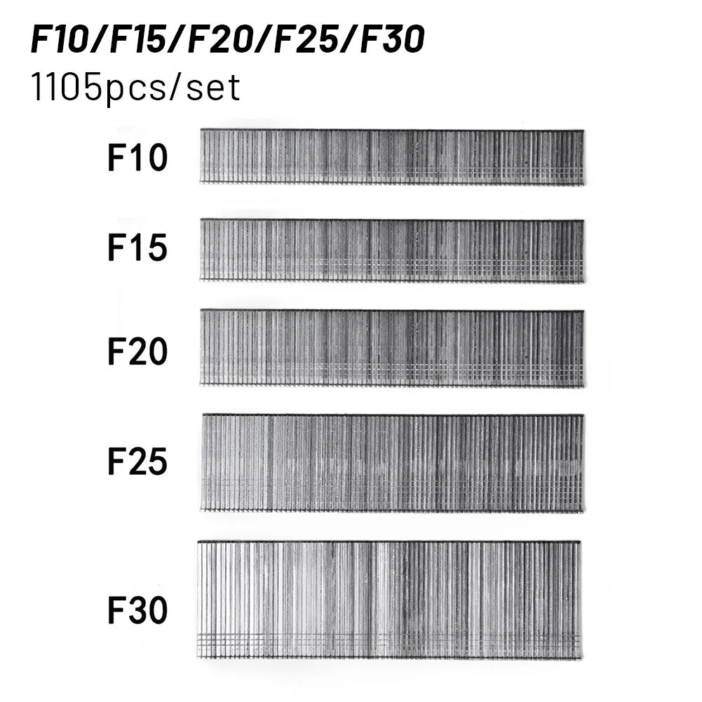 1105 Pcs Staples F15/F20/F25/F30 Straight Brad Nails For DIY Gardening Woodworking Home Improvement Hardware Fasteners Tools