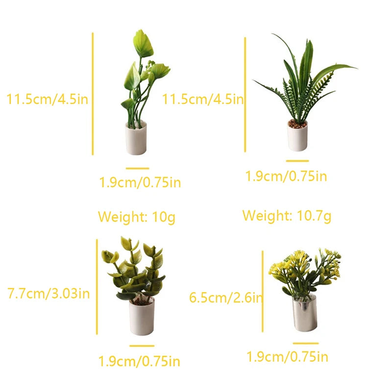 1:12 Dollhouse Miniature Potted Plant Pot Bonsai Green Leaves Garden Home Model Decor Doll House Accessories Toy decoration