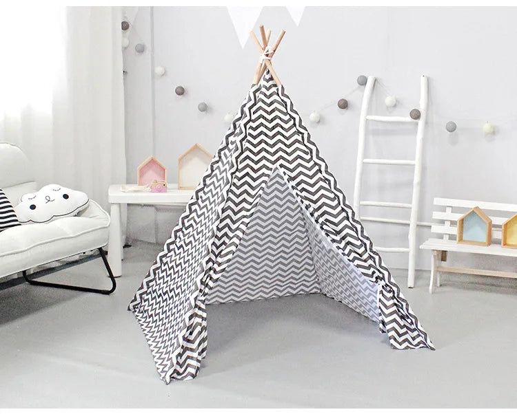 PANGDUBE 110×110×140cm Baby Playpen Children’s Toy Tent Wigwam Indoor Tipi Kids Wooden Play House Children Games Tent