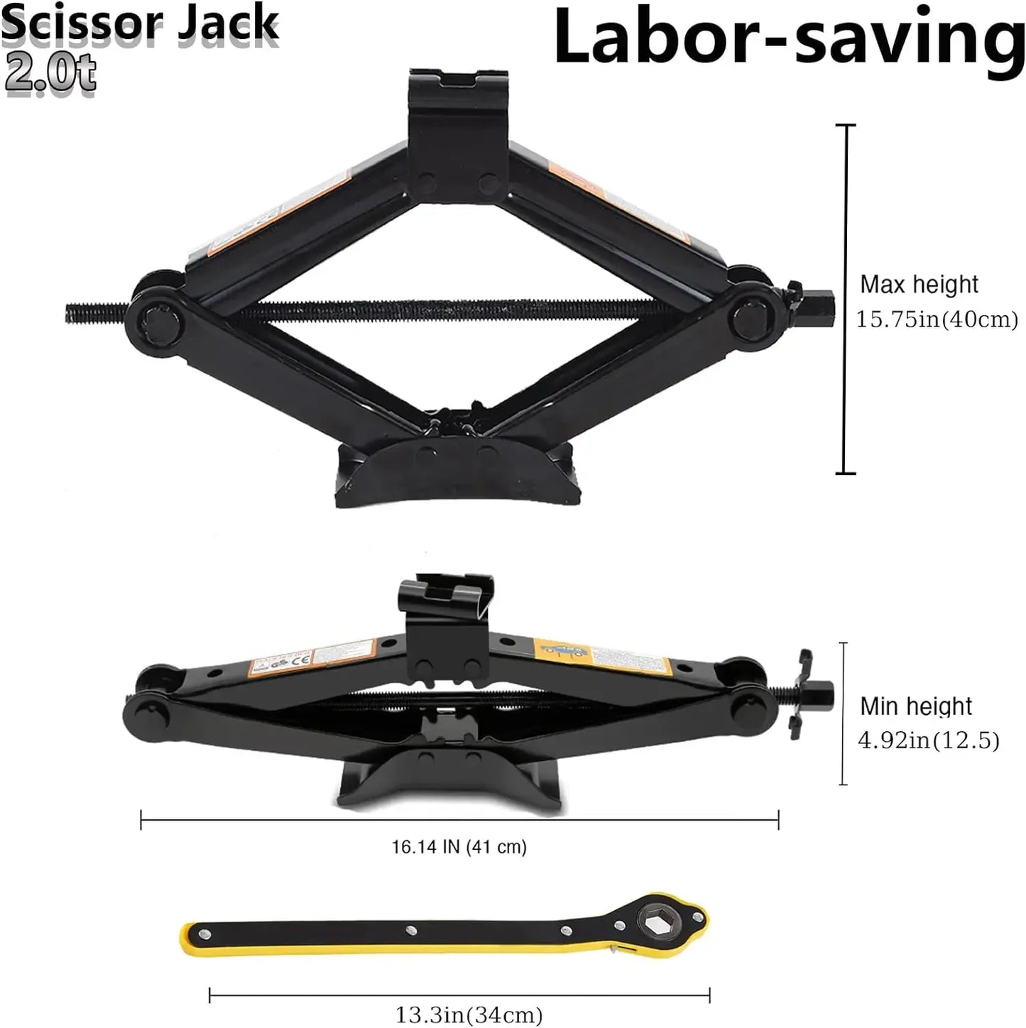 Car Jack 0.8T/1T/2T Portable Labor-saving Hand-cranked Car Scissor Jack Car Repair and Tire Replacement Special Tool for Car SUV