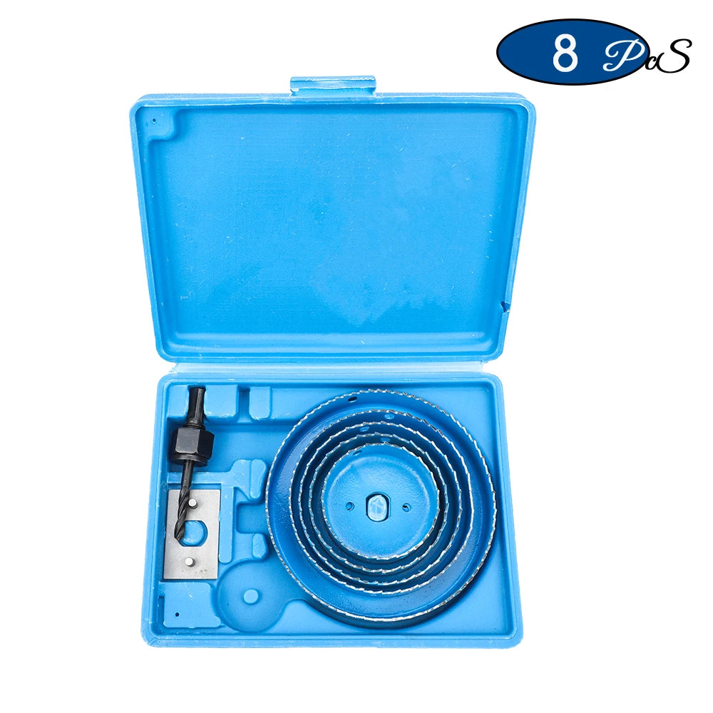 NINDEJIN 8/11/16pcs Hole Saw Kit #50 steel 19-127mm Hole Cutter Drill Bit Tool Hole Saw Set for Wood Plastic Wood Cutter