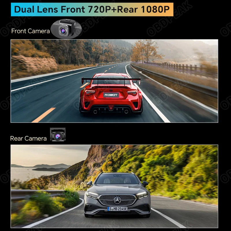 OBDPEAK K50 10.26'' Dashboard 4G+64G Android 13 AI Screen Dash Cam GPS Navigation Carplay Android AUTO Dual Lens Video Recorder