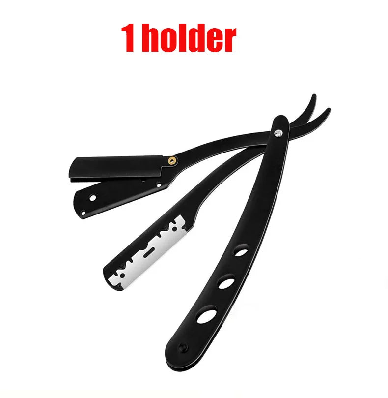 ( 1 Holder+10/20 Blades )Straight shaver arm, men's folding manual shaver, men's shaver, razor sharp blade barber shop razor