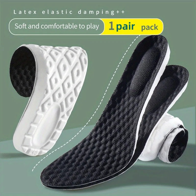 1 Pair 4D Soft Latex Memory Foam Insoles Sport Support Insert Breathable Insoles For Women Men Running Insoles