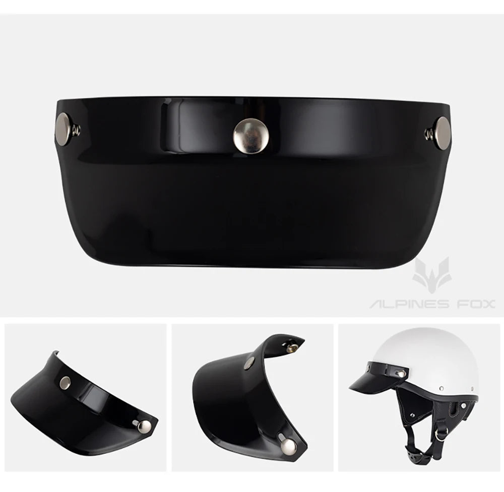 Motorcycle Helmet Sun Shade Protector 3 Snap-Button Retro Open Face Flip Up Down Shield Visor Modified Parts 7.08 X 2.95 In