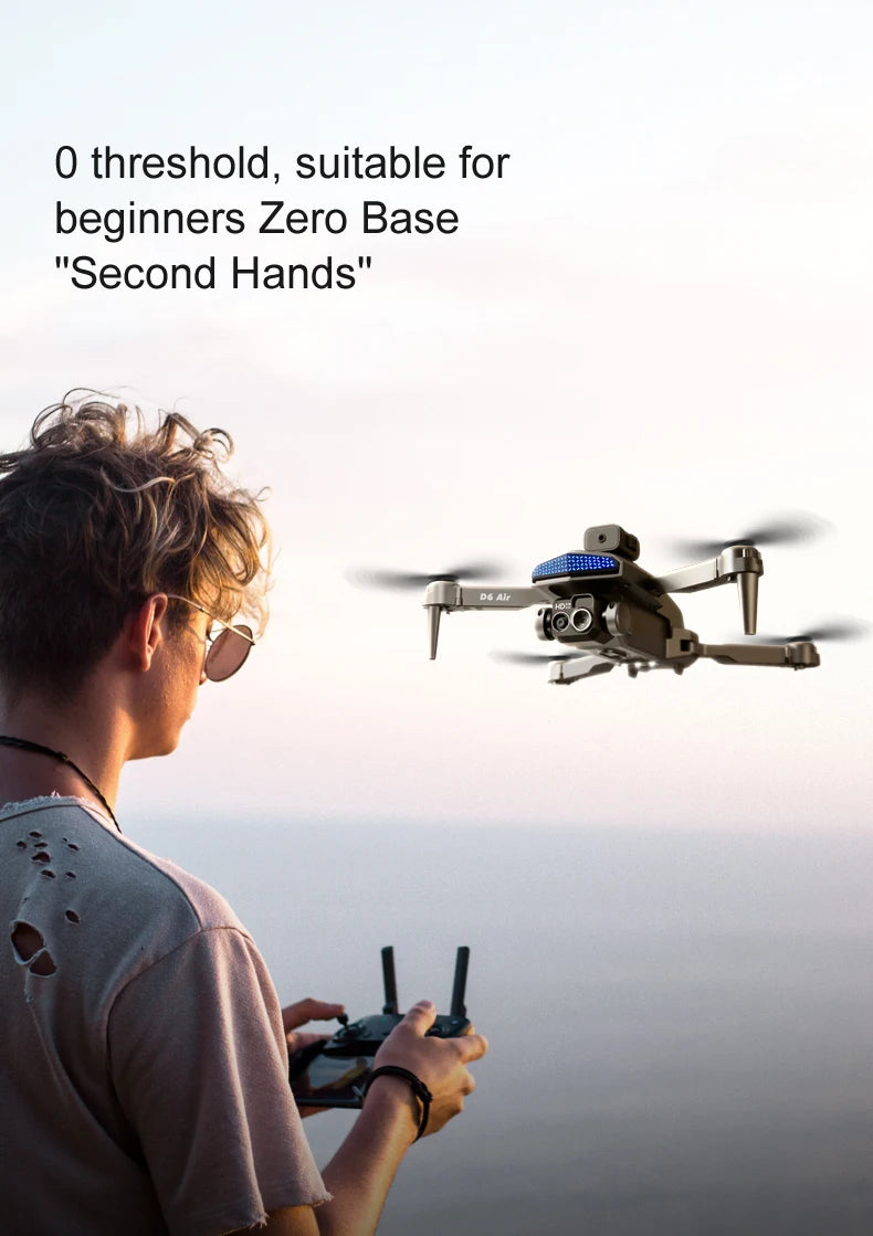 New D6 Air Drone 8K Professional 4K HD Dual ESC Camera Optical Flow 540°Obstacle Avoidance WIFI FPV RC Foldable Quadcopter Dron