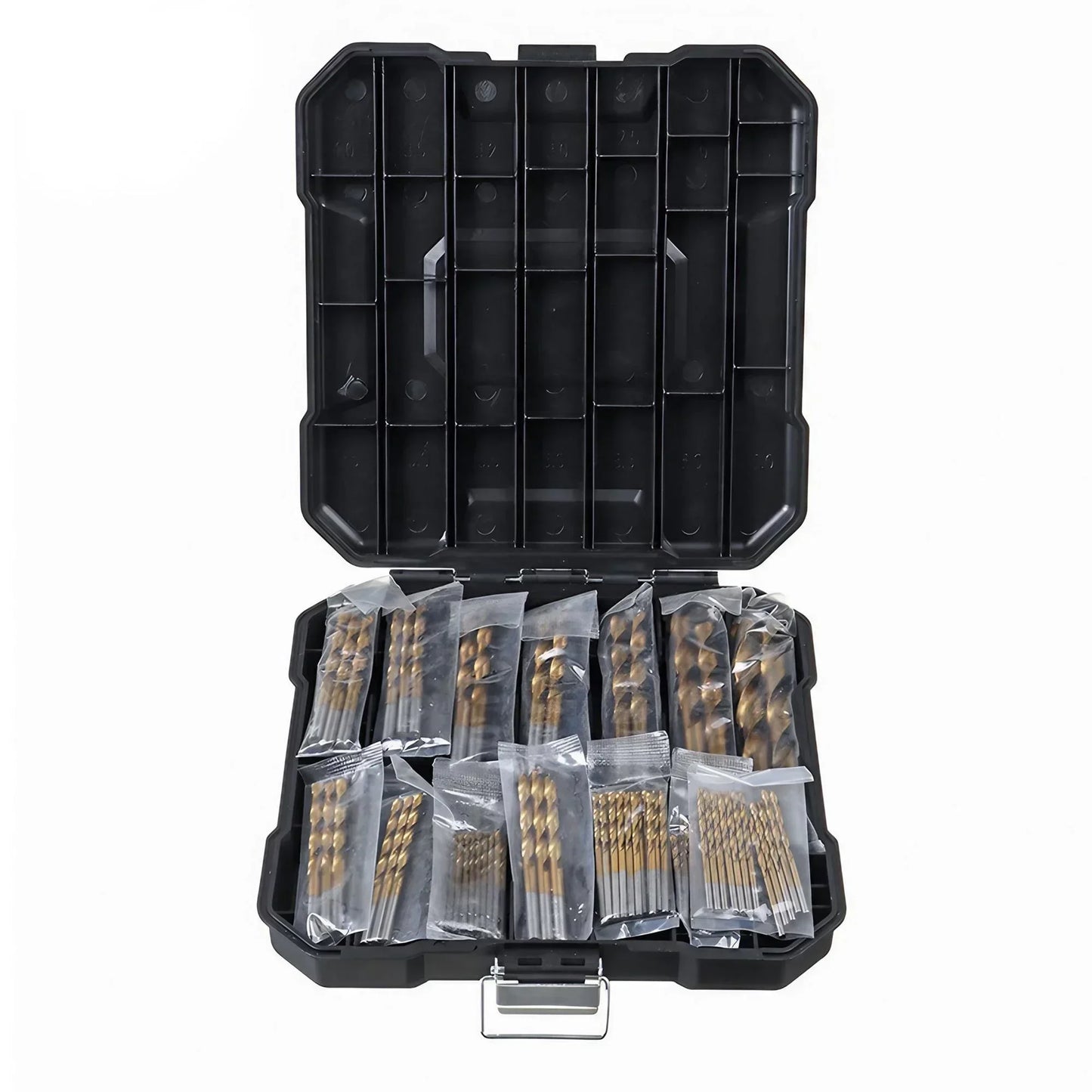 STONEGO 99Pcs High-Speed Steel Titanium Coated Drill Bit Set - 1.5mm to 10mm Twist Drills for Wood, Plastic, and Aluminum