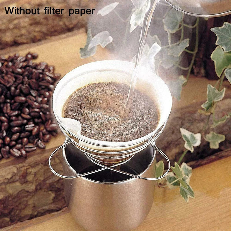 Outdoor Camping Foldable Coffee Filter Cup Spring Travel Portable Mini Espresso Maker Dripper Stainless Steel Drop Shipping