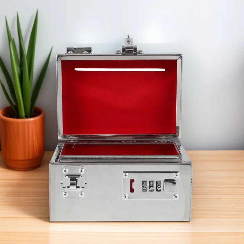 Steel Password Piggy Bank Metal Money Saving Box Unbreakable Cash Bank for Adults Bedroom Office Decoration Money Box for Adults