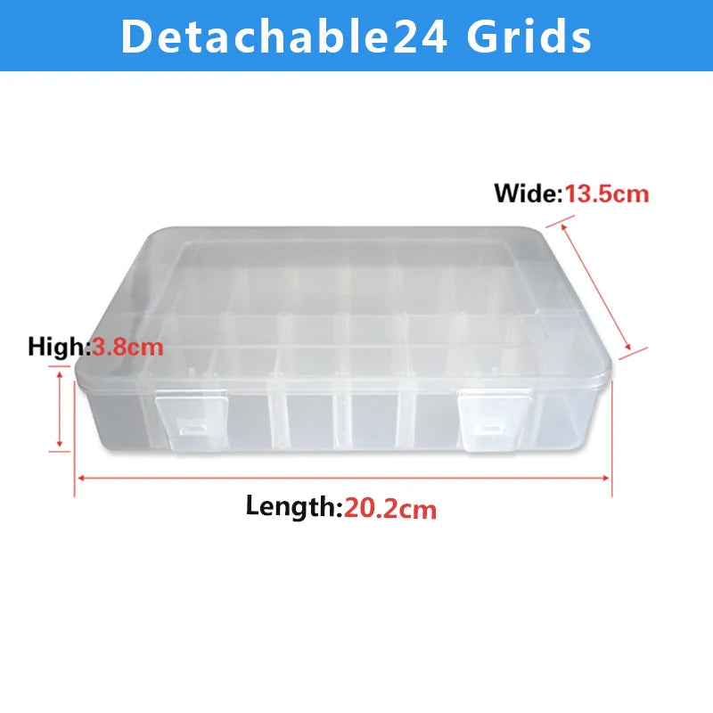 2-24 Grids Screw Organizer Container Box Plastic Transparent Compartment Adjustable Storage Box For Jewelry Button Hardware Tool