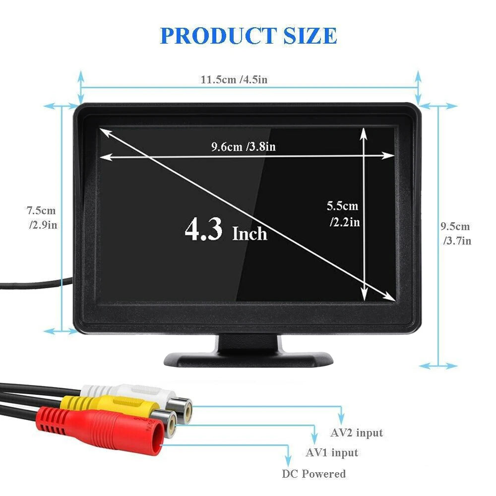 Easy Installation 4.3Inch Rear View Camera Monitor Screen Reversing Camera for Car Parking Parking System Camera for Vehicle