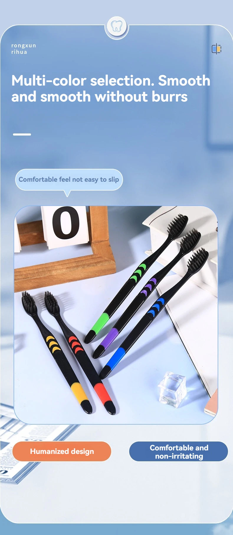 10pcs Charcoal Infused Soft Bristle Toothbrush for Deep Oral Cleaningand Gum Care -Ldeal for Daily Use by Adults at Home