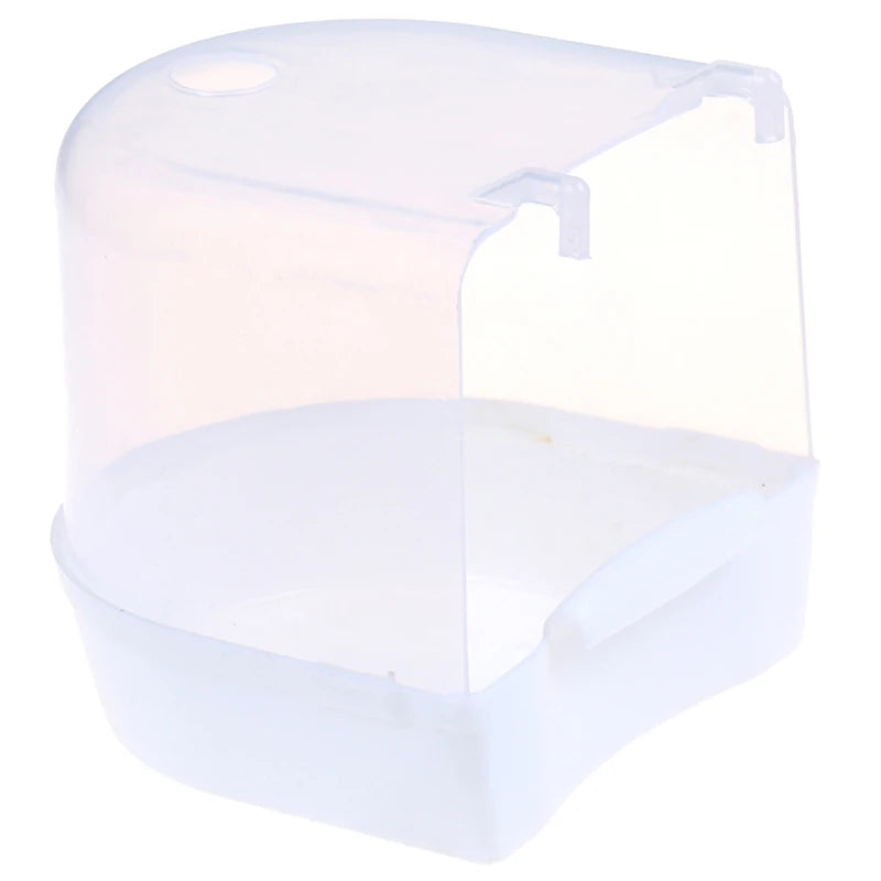 Plastic Bird Water Bath Box Bathtub Parrot For Parakeet Hanging Bowl