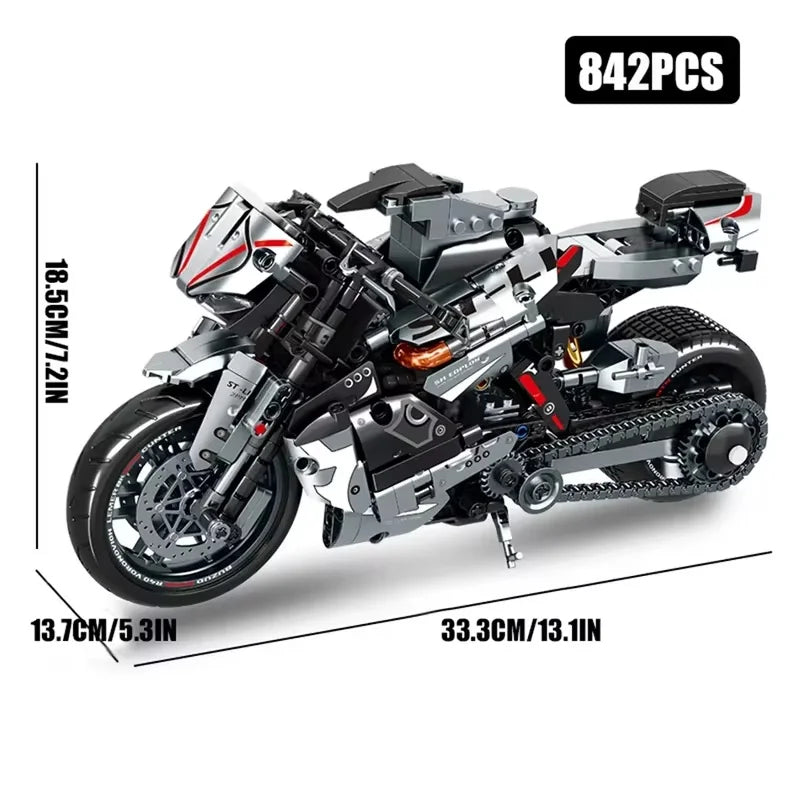 New 800+PCS High-Tech Classic Motorcycle Building Model Block City Racing ModelBuilding Block Set Brick Toys Gifts For Children