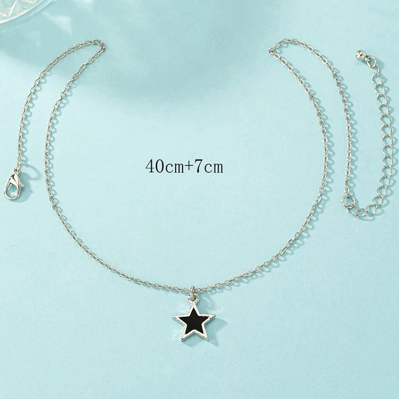 Women Star Heart Epoxy Pendant Gold Color Korean Chain Tinny Necklace Girls Trendy Shell Clavicle Choker Party Jewelry