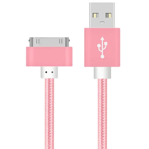 Fast Charging Cable for iPhone 4 4s iPad 2 3 iPod 30 Pin Nylon Braided Wire Metal Plug Data Transfer Sync USB Charger adapter