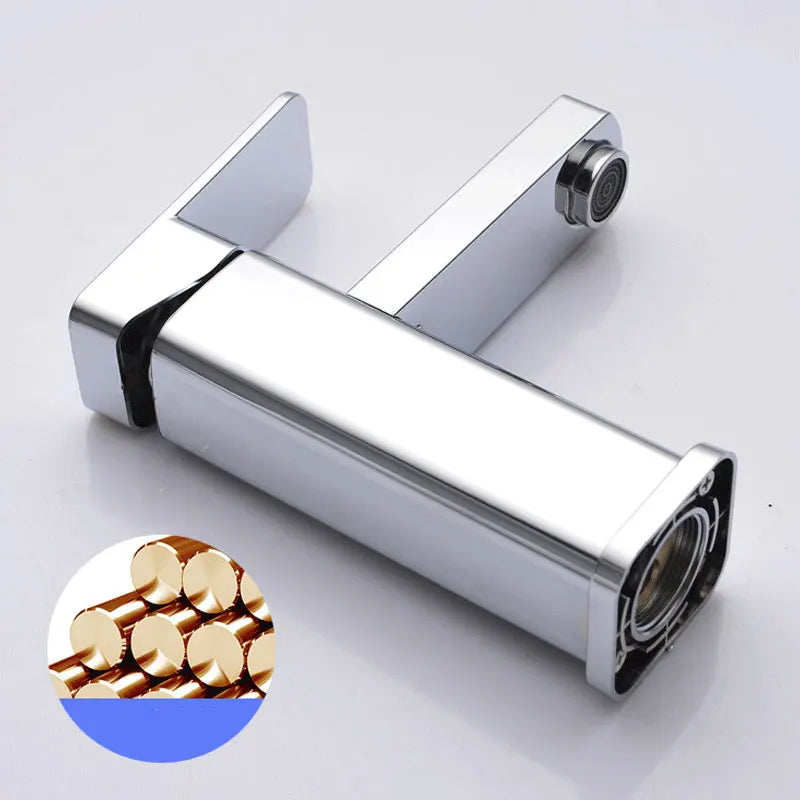 RETHME Gold faucet bathroom faucet metal stainless steel handle hot and cold mixer faucet square faucet beautiful bathroom
