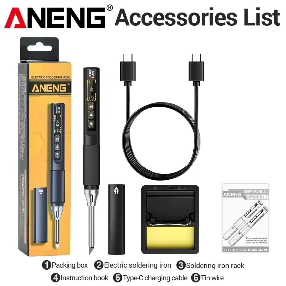 96W Smart Electric Soldering Iron Fast Heating Soldering Iron Kit 100~450℃ Adjustable Temperature Repair Solder Pen Welding Tool