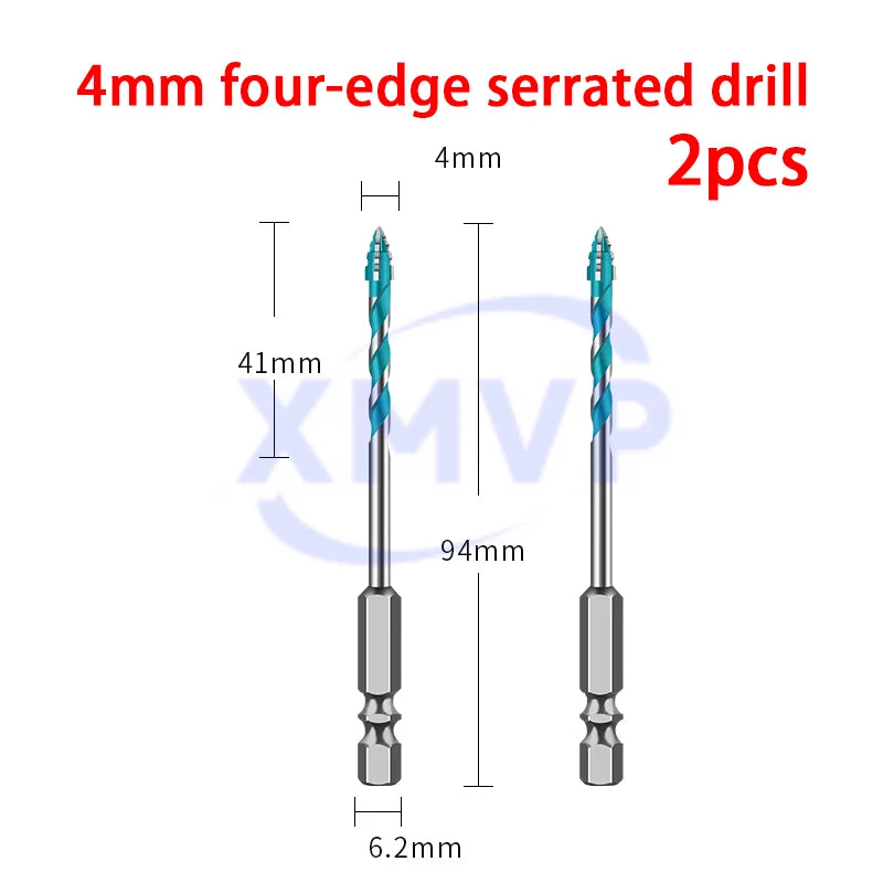 Four-edge serrated eccentric drill bit, high-hardness tile drilling, concrete Nemesis, super-hard special electric drill
