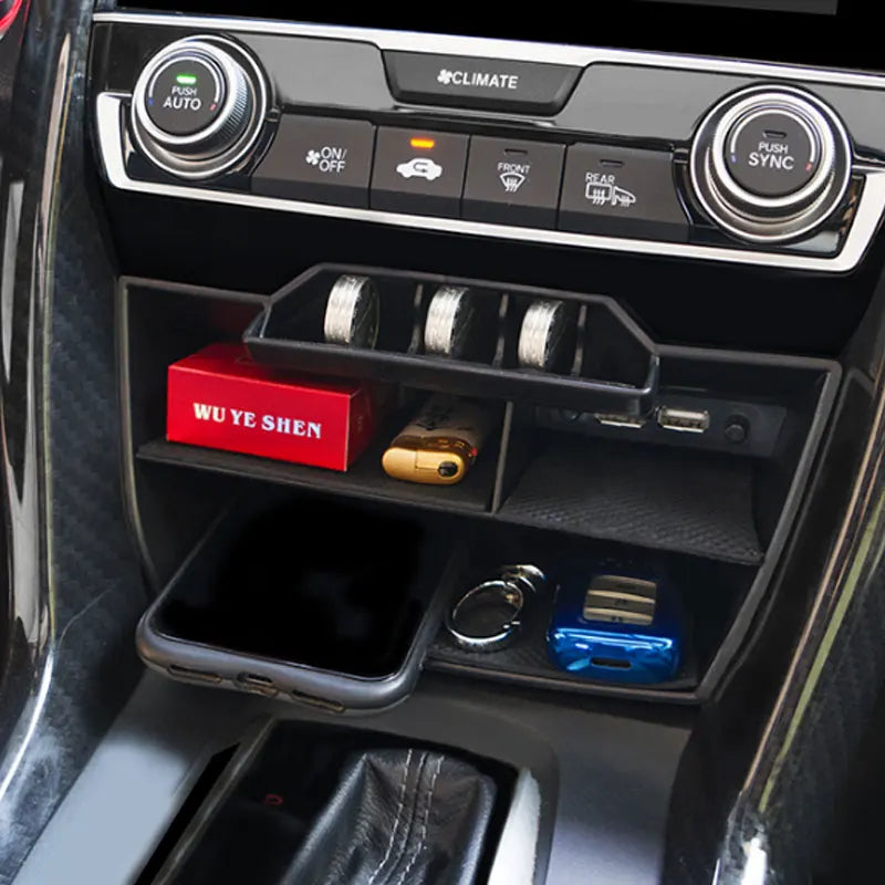 Car Organizer Seat Gap Box Leather Car Seat Gap Organizer 2 USB Auto Crevice Storage Case For Stowing Tidying For Honda Civic