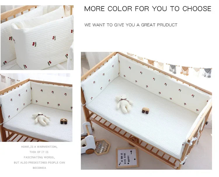 200cm Baby Crib Fence Cotton Bed Anti-collision Baby Playpens Thicken Bumper Crib Around Protector With Detachable Bedding