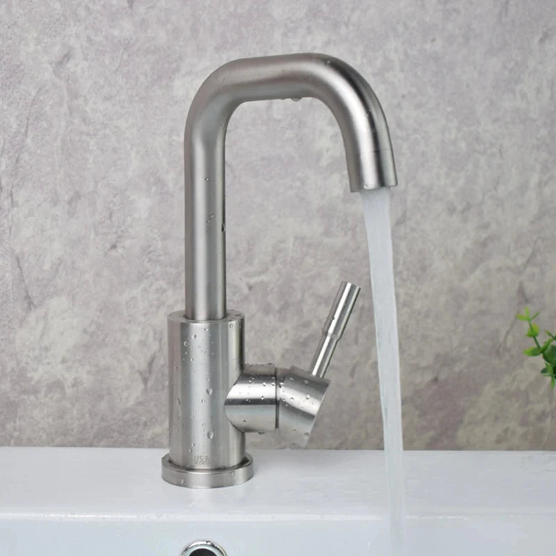 Black Nickel Bathroom Basin Faucet 304 Stainless Steel Hot Cold Wash Mixer Crane Tap 360 Rotation Sink Faucets Single Handle