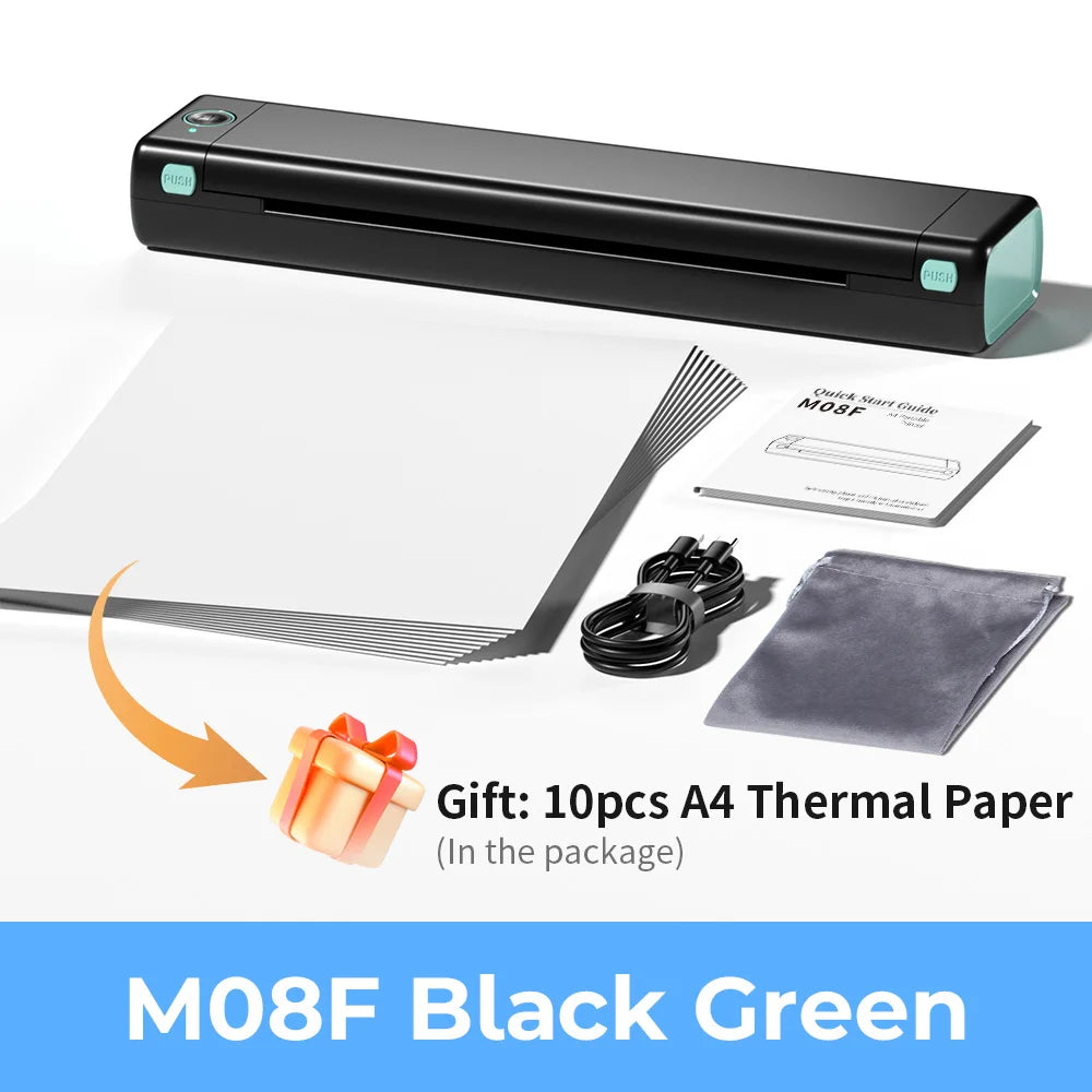 Phomemo M08F A4 Paper Printer Portable Thermal Printer Bluetooth Mobile Printer Compatible with Android & iOS Phone & Laptop