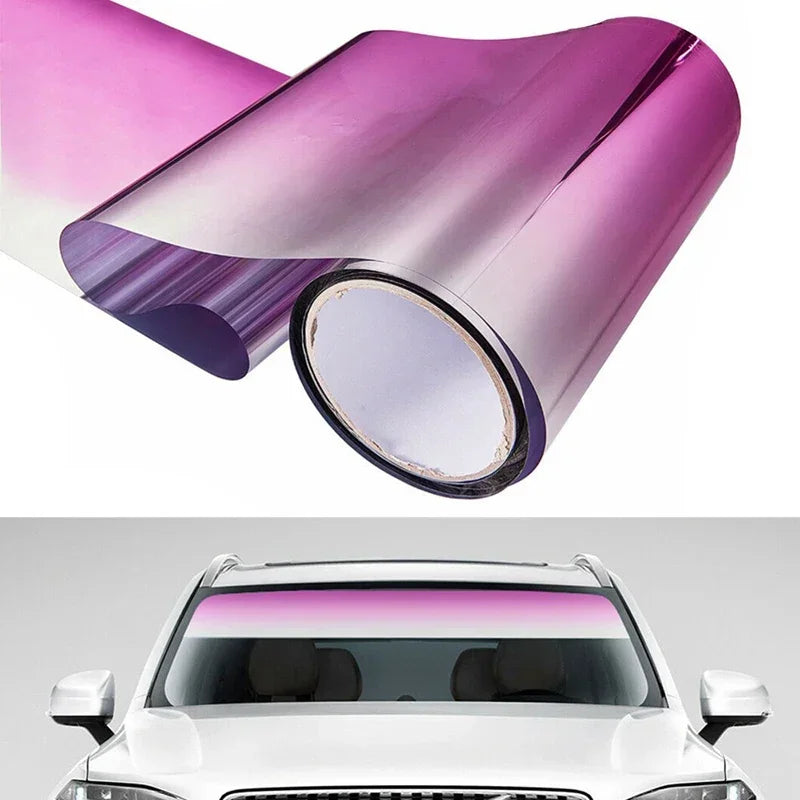 Car Window Sun Visor Strip Tint Film Front Windshield Protect Shade Blocking UV Sticker DIY Film Gradient Colorful Car Stickers