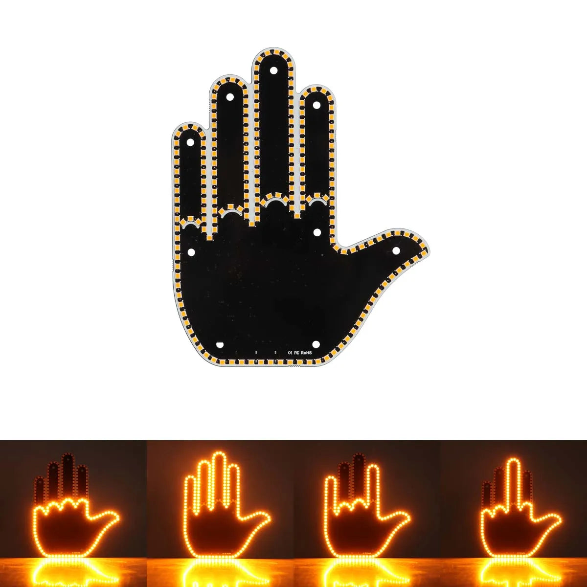 Funny Car Finger Light with Remote, Road Rage Signs Middle Finger Gesture Light,Auto Amber Warning Brake Light Car Accessories