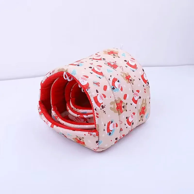 Cute Cartoon Winter Rabbit Squirrel Mini Cage Guinea Pig Nest Small Animal Mice Rat Pet Sleeping Bed Hamster House Warm Soft Mat