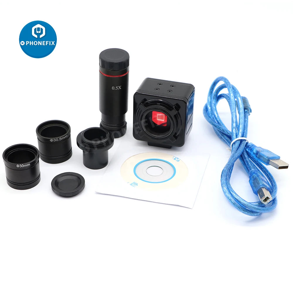 5MP CMOS USB Microscope Industrial Digital Camera 0.5X Eyepiece C-Mount 23.2mm Adapter with 30/30.5mm Ring For Image Capture