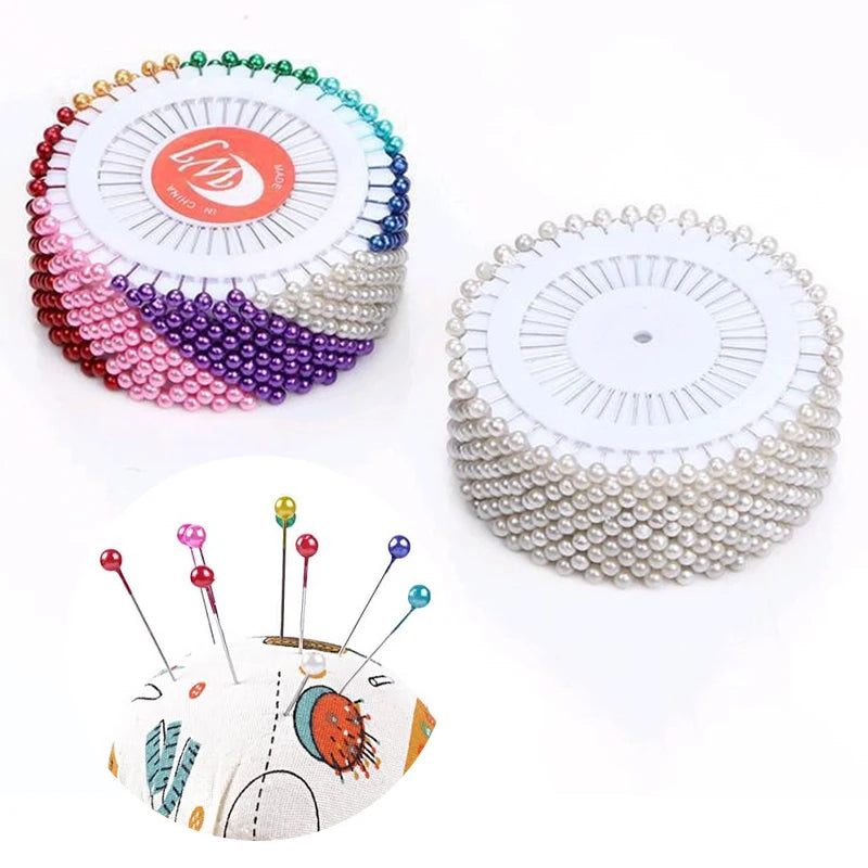 480Pcs Sewing Pins Straight Pins Head Pins White Colorful Round Pearl Head Dressmaking Quilting Pins Sewing Accessories Crafts