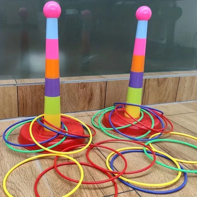 2PCS (Random Color) Colorful Plastic Sport Ring Toss Game Set Party Outdoor Puzzle Hoop Kindergarten Competition Game Stall