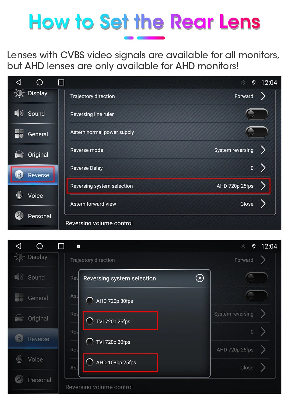 1080P Waterproof Vehicle Camera with Night Vision for Rear View Universal Backup Camera Car Monitor Head Unit Audio Reverse Cam