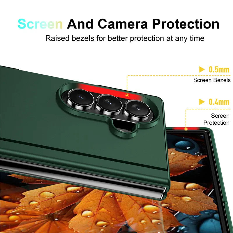 Shockproof Matte PC Folding Phone Case For Samsung Galaxy Z Fold 7 6 5 4 3 Fold7 5G Bracket Stand Holder Cover