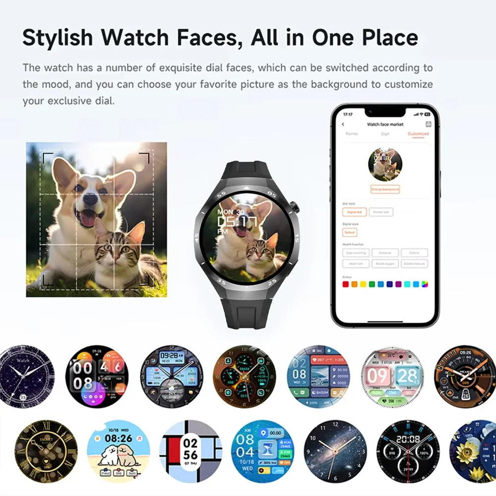 LAXASFIT 2025 New  Smart Watch AMOLED HD Screen Sports Heart Rate Bluetooth Call Men Women Smart Watch