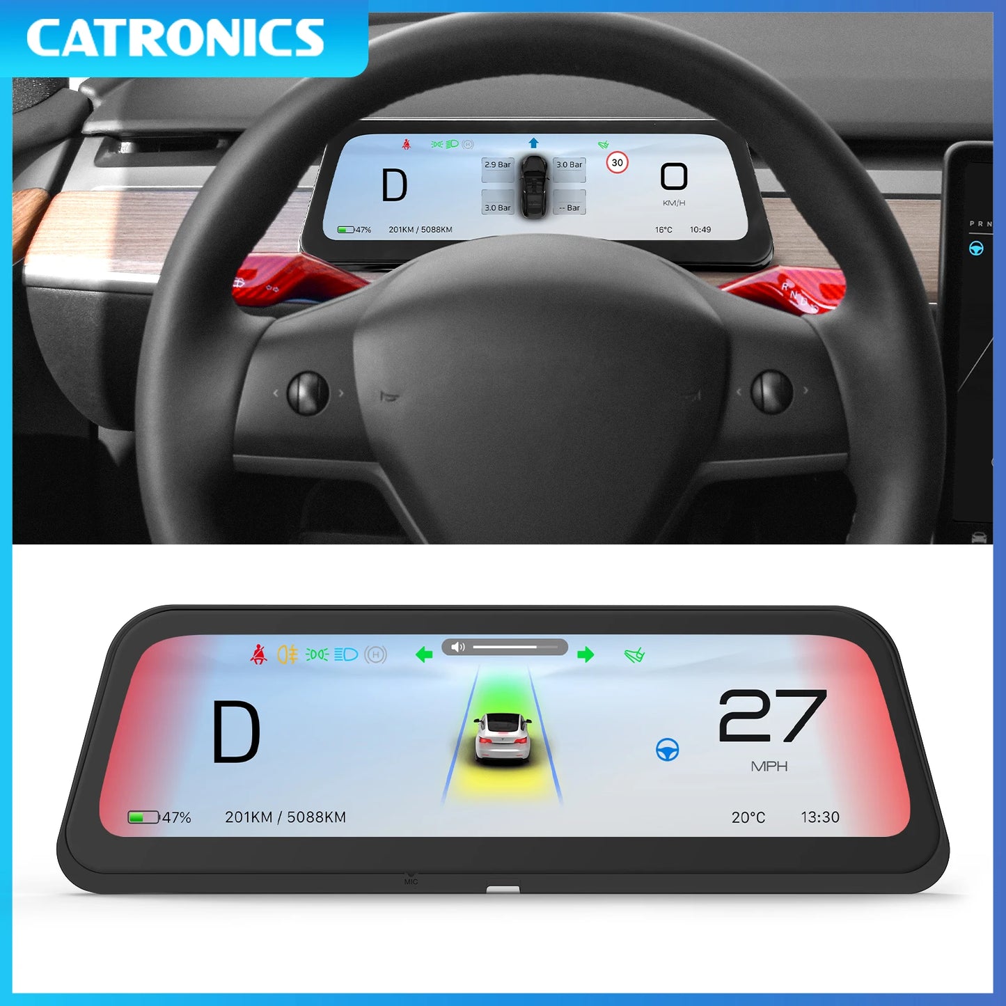 2025 NEW 9.6" Head Up Display for Tesla HUD for Model 3 2016-2023 Y 2020-2024 5-minute Quick Installation Carplay Android AUTO