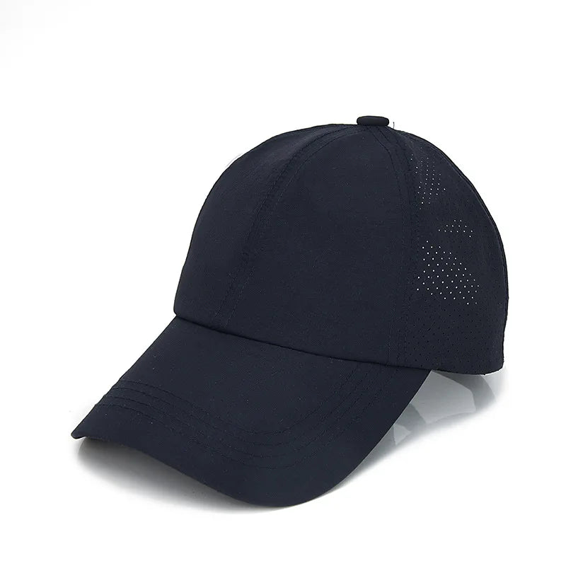 Summer Solid Color Baseball Cap Women's Athleisure Cross Ponytail Hat Mesh Quick-Drying Cap Visor Hat