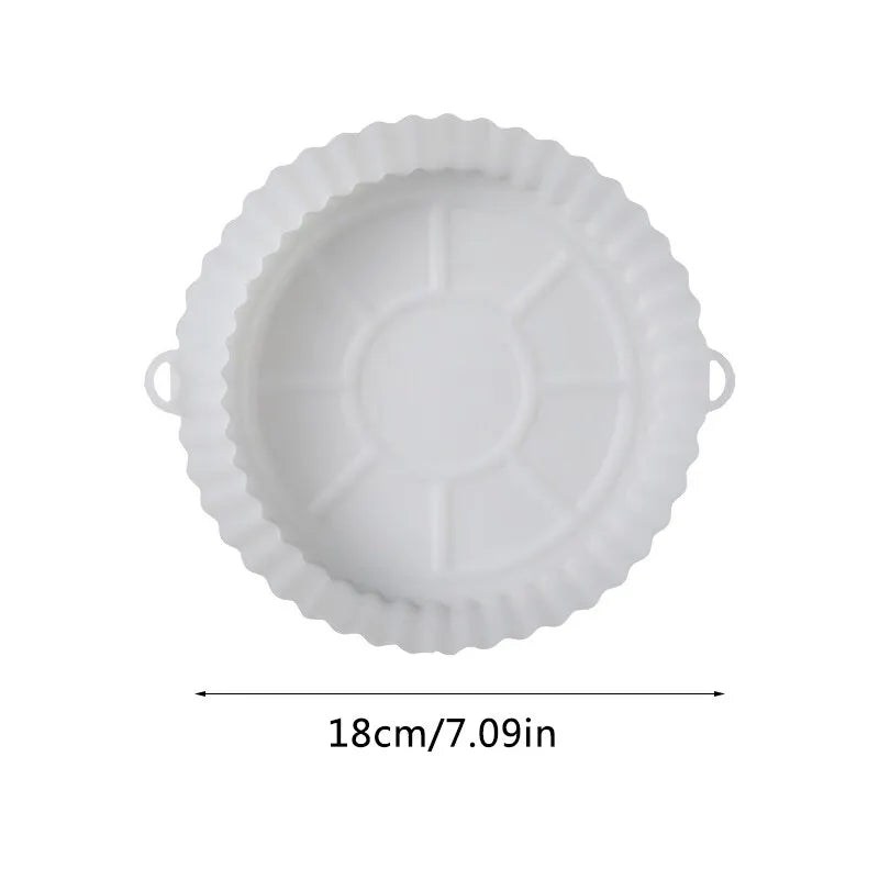 2 PCs Reusable Air Fryer Silicone Tray For Easy Cleaning Suitable For Round Pizza Grill Pan Mats Air Fryer Baking Accessories