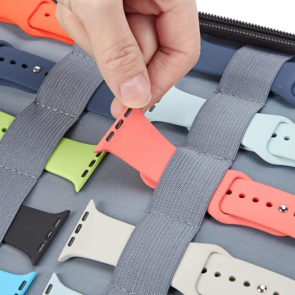 Watch Band Organizer - Watch Straps Holder Carrying Case Storage Bag Travel Pouch for Women Men Most Sizes of Watch Bands