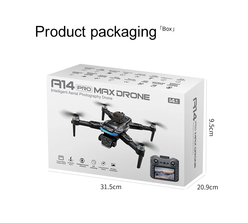 A14 PRO MAX Drone 8K Professional Camera Four-Axis Aerial Photography with Screen Remote Control 5000M 5G WIFI GPS FPV RC Dron
