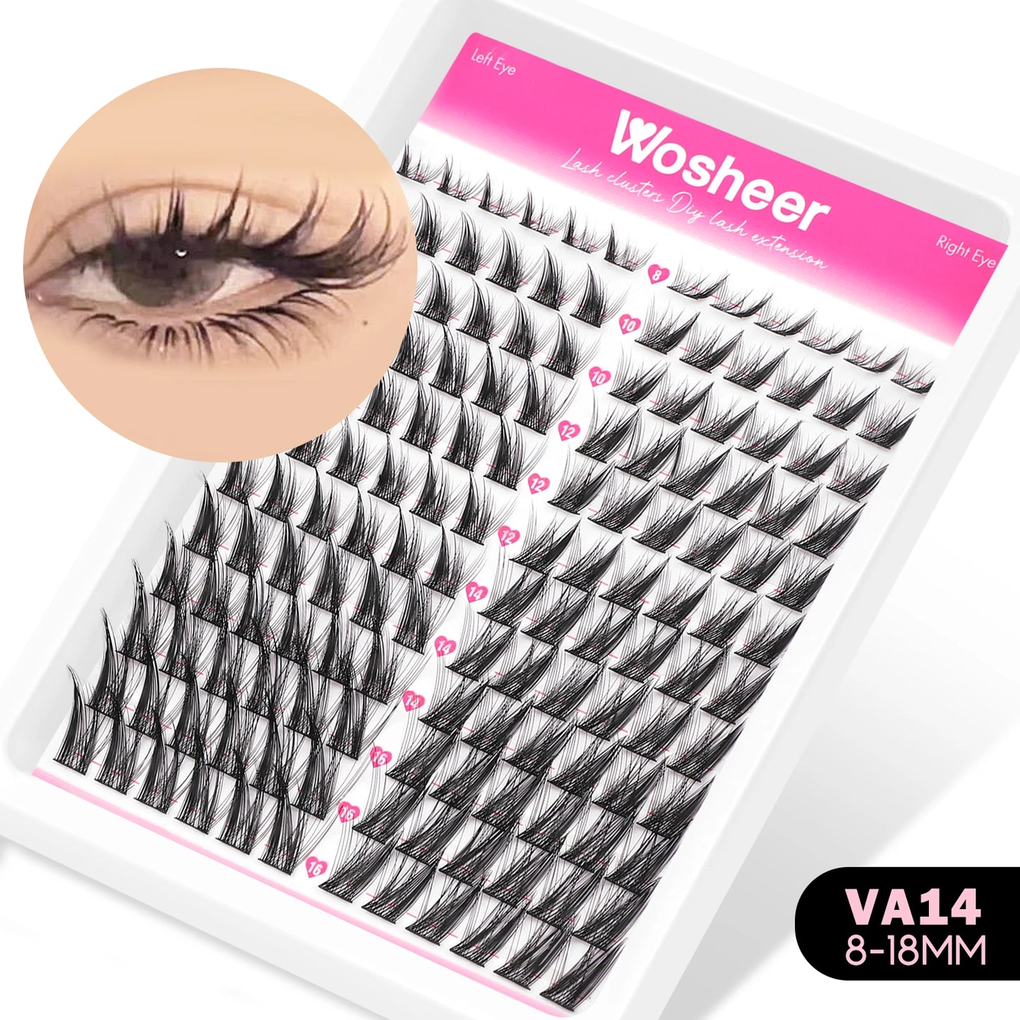 WOSHEER Lashes Cluster Kit Cat Lashes DIY Natural Eyelash Extension Kit Lash Bond & Seal Eyelash Clusters Set Makeup