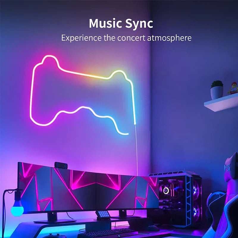 TUYA RGBIC Neon LED Strip 5m/16.4ft 5V Flexible LED Tape Strip Addressable Neon Rope Light USB Dreamcolor Neon Strip For Home