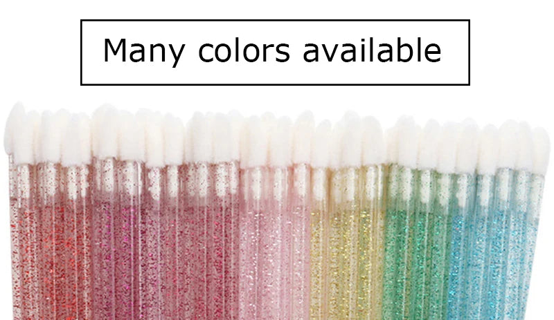 Okaylash Disposable Glitter Lip Gloss Brush Eyelash Extension Cleaning Brushes Crystal Lipstick Applicators Cleaner Makeup Tools