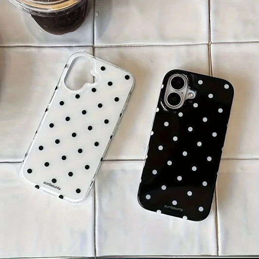 Black White Polka Phone Case for Tecno Spark 30c 20c 10 Go Camon 40 30 20 itel A60 A70 A48 RS4 P36 S23 Premier Pro 4G 5G Cover