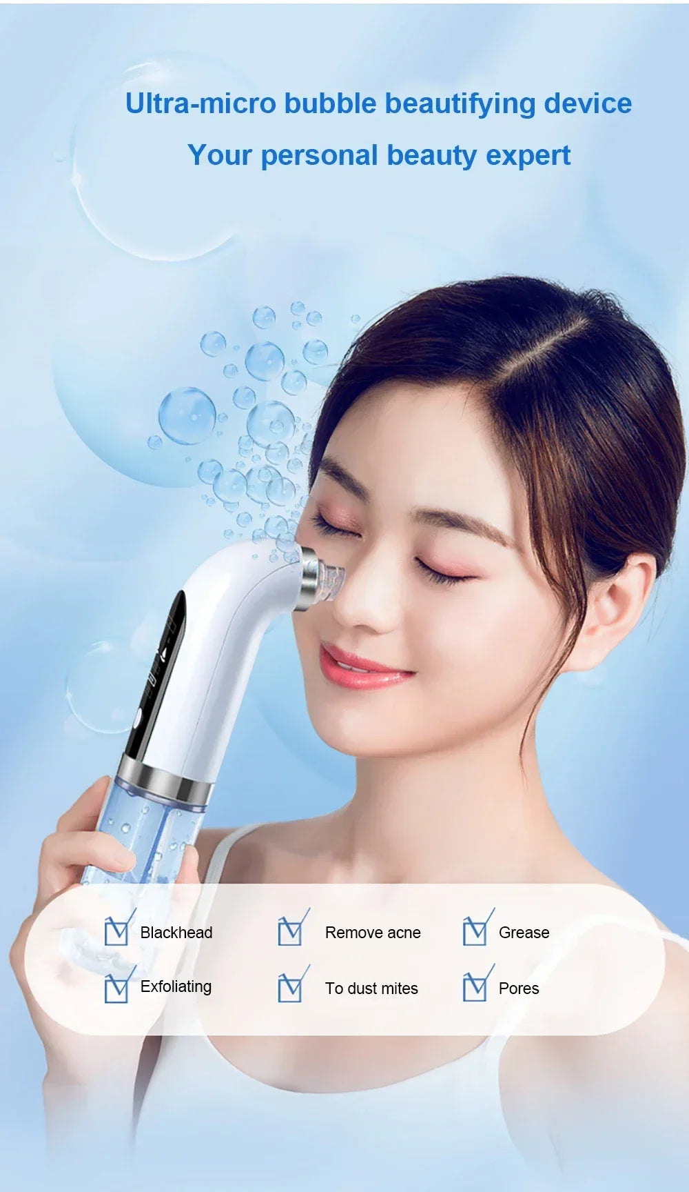 Blackhead Remover Pore Vacuum Face Cleaner Electric Pimple Black Head Removal USB Rechargeable Water Cycle Facial Cleaning Tools