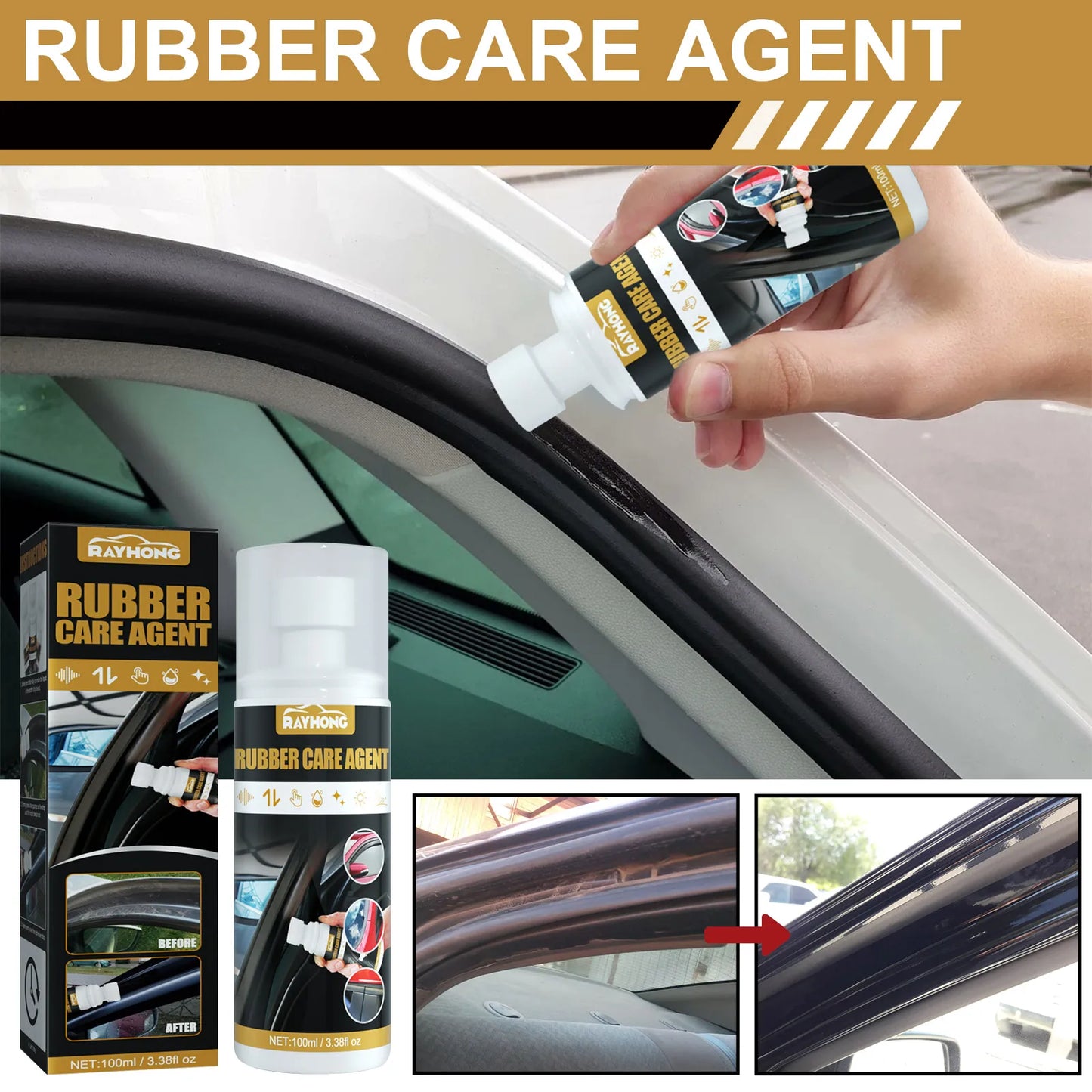 100ml Car Rubber Curing Agent Rubber Renovator Care Spray Liquid Wax Polish Care Agent Car Cleaner Maintenance Supplies