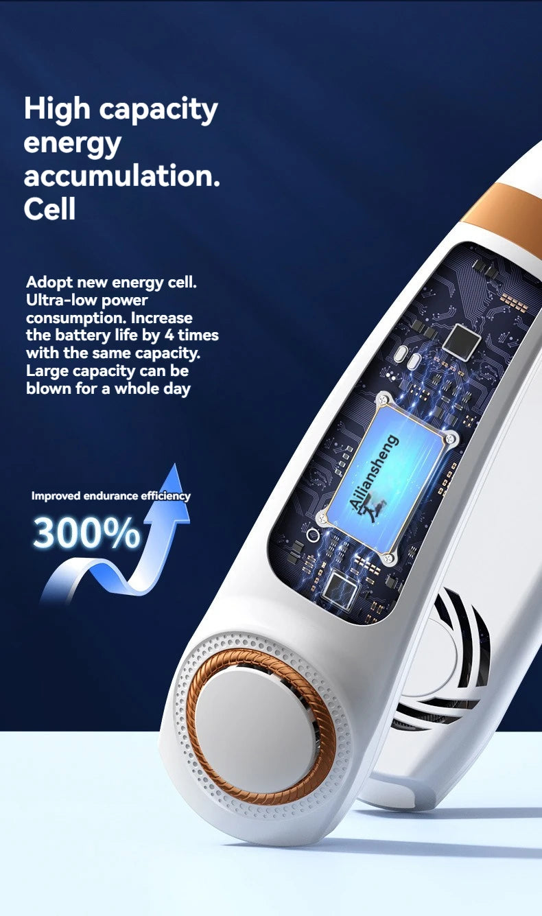 🔥2025 New Portable Halterneck Fan USB Handheld Silent Multi-function Bladeless Mini Electric Fan Cross-border