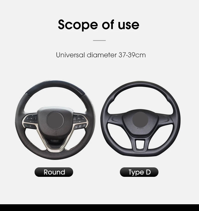Car accessories Carbon Fiber PU Leather Steering Wheel Cover for Hyundai I10 Peugeot 2008 Dacia Sandero Stepway
